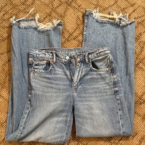 American Eagle Outfitters Women's Light Blue Straight Leg Jeans